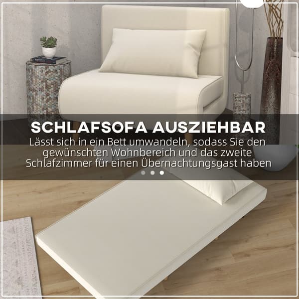 Bäddsoffa, 94x78x80 cm (Soffa), 94x190x27 cm (Säng), Krämvit