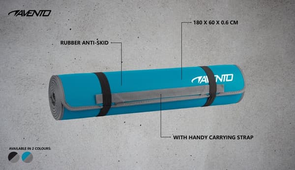Yoga Mat AVENTO 42MC BLG Print Neoprene 180x60x0,6cm Blue