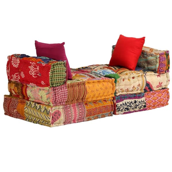 vidaXL 3-personers modulpuf stof patchwork
