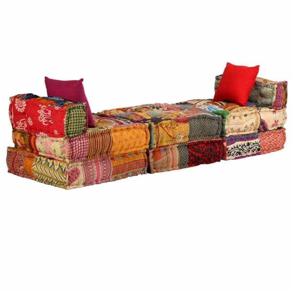 vidaXL 3-personers modulpuf stof patchwork