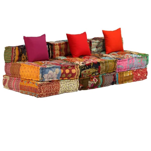 vidaXL 3-personers modulpuf stof patchwork