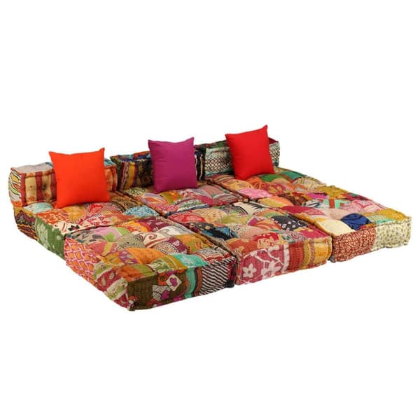 vidaXL 3-personers modulpuf stof patchwork