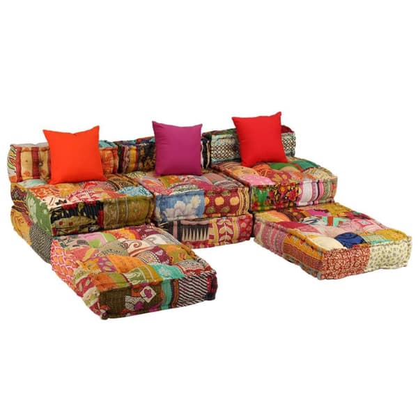 vidaXL 3-personers modulpuf stof patchwork