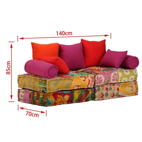 vidaXL 2-personers modulpuf stof patchwork