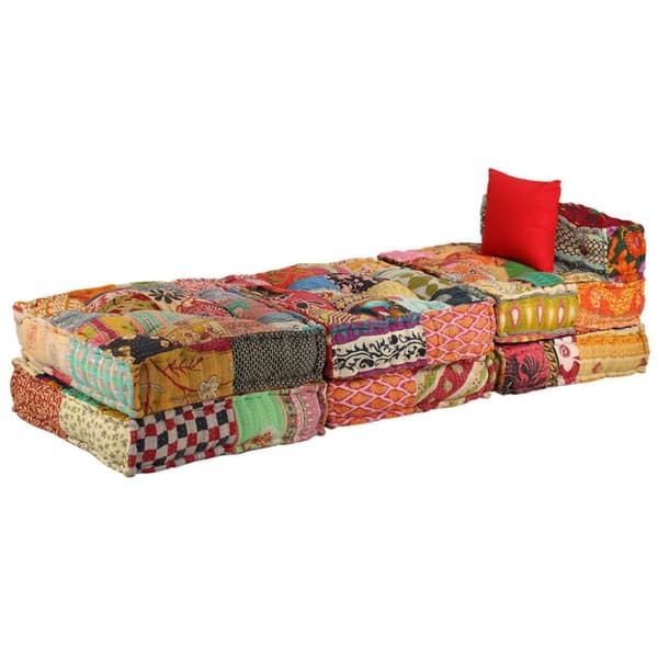 vidaXL Modulpuff 3-sits lappad tyg