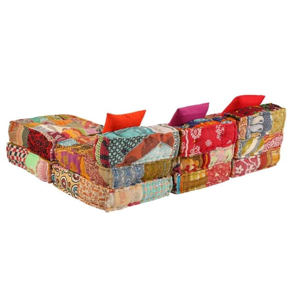 vidaXL Modulpuff 3-sits lappad tyg
