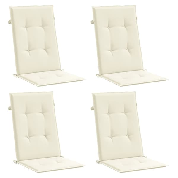vidaXL stolehynder m. høj ryg 4 stk. 120x50x3 cm stof cremefarvet