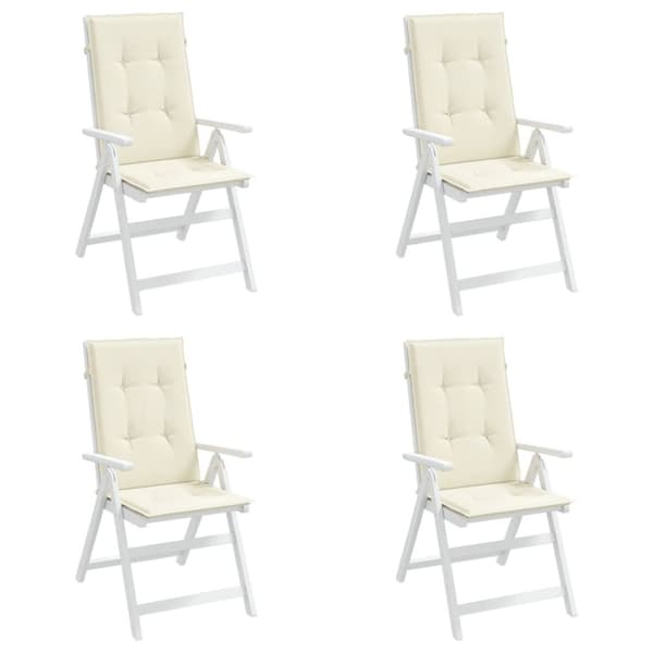 vidaXL stolehynder m. høj ryg 4 stk. 120x50x3 cm stof cremefarvet