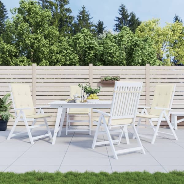 vidaXL stolehynder m. høj ryg 4 stk. 120x50x3 cm stof cremefarvet
