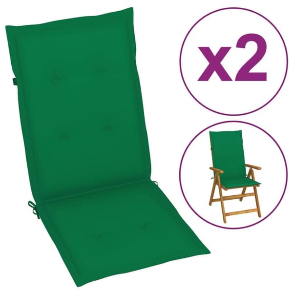 vidaXL stolehynder m. høj ryg 2 stk. 120x50x3 cm stof grøn