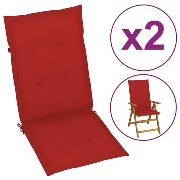 vidaXL stolehynder m. høj ryg 2 stk. 120x50x3 cm stof rød