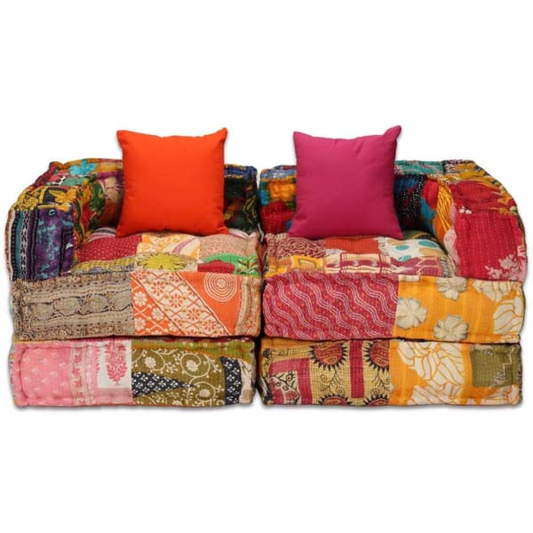 vidaXL 2-personers modulpuf stof patchwork