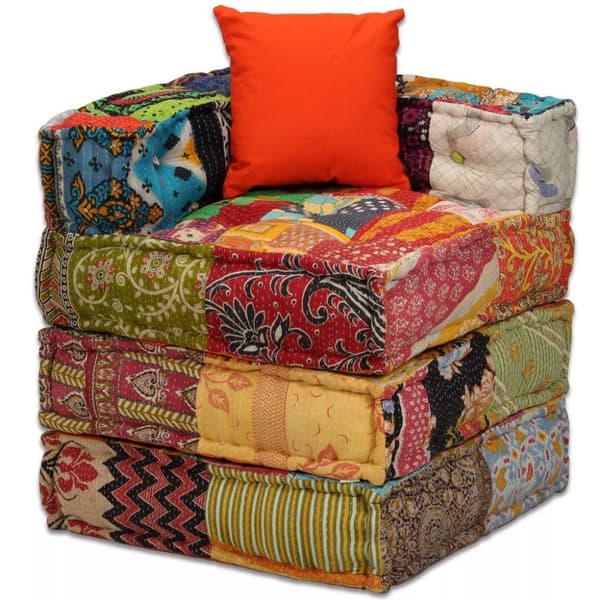 vidaXL 2-personers modulpuf stof patchwork