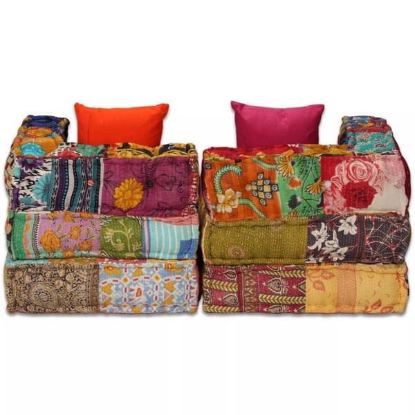 vidaXL 2-personers modulpuf stof patchwork