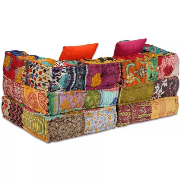 vidaXL 2-personers modulpuf stof patchwork