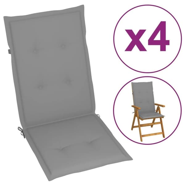 vidaXL Stolsdynor 4 st grå 120x50x3 cm tyg