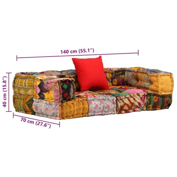 vidaXL Modulpuff 2-sits lappad tyg