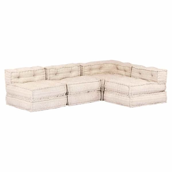 vidaXL 4-personers modulær puf stof beige