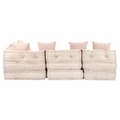 Miniatyrbild 4 av 11: vidaXL Modulpuff 4-sits beige tyg