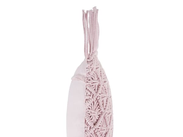 Prydnadskudde Rosa Bomull 40 x 40 cm Makramé med tofsar Boho Retro Dekortillbehör