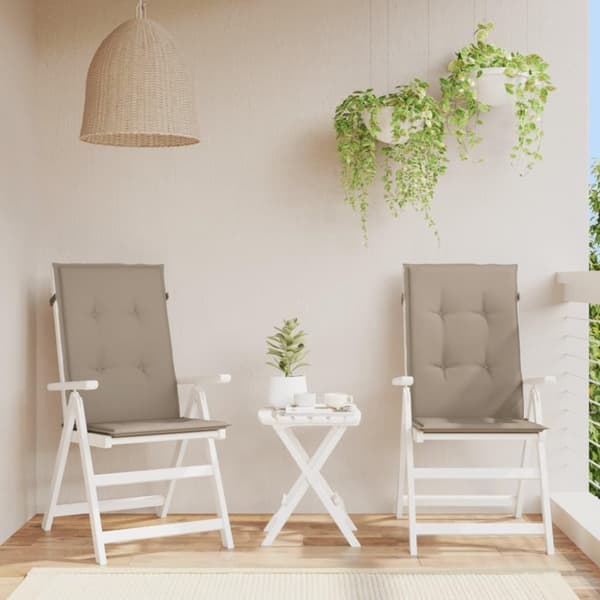 vidaXL stolehynder m. høj ryg 2 stk. 120x50x3 cm stof gråbrun