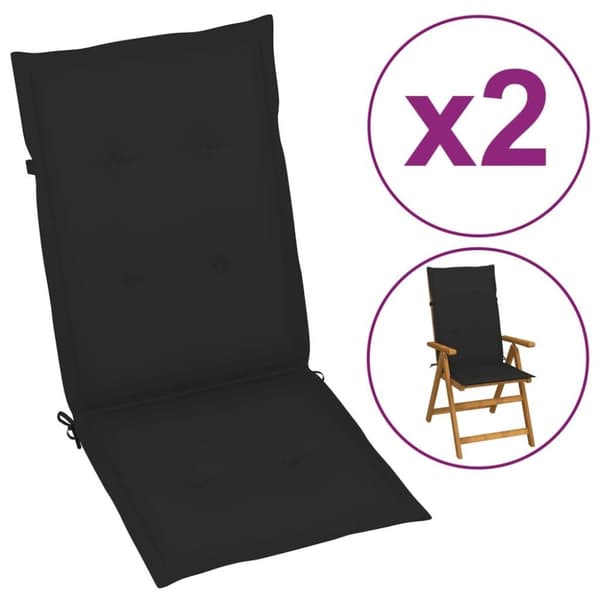vidaXL stolehynder m. høj ryg 2 stk. 120x50x3 cm stof sort