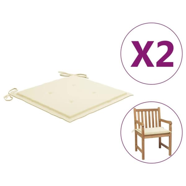 vidaXL hynder til havestol 2 stk. 50x50x3 cm oxfordstof cremefarvet