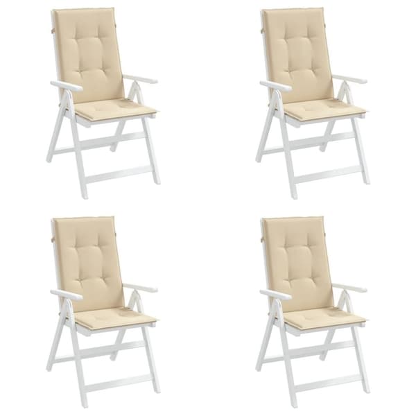 vidaXL stolehynder m. høj ryg 4 stk. 120x50x3 cm stof beige