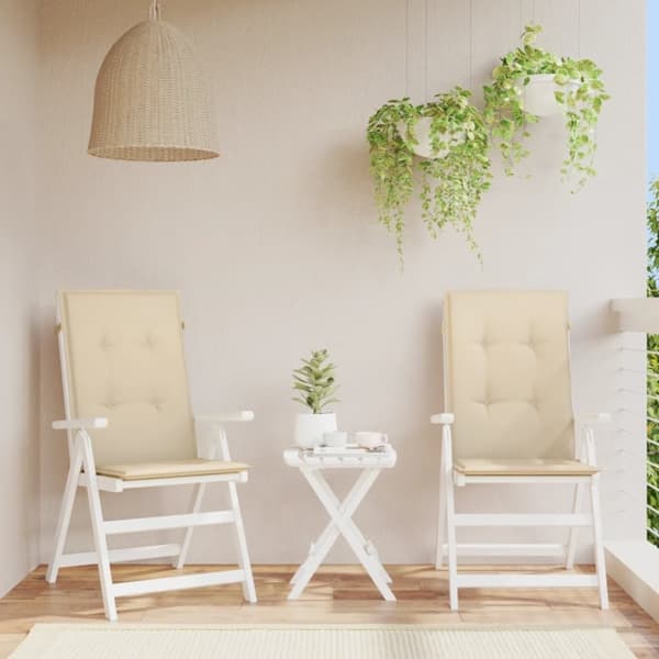 vidaXL stolehynder m. høj ryg 2 stk. 120x50x3 cm stof beige