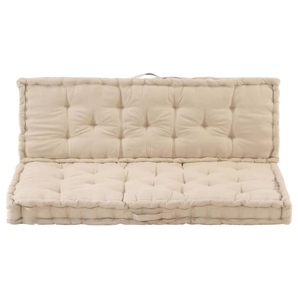 vidaXL Dyna till pallsoffa 2 st bomull beige