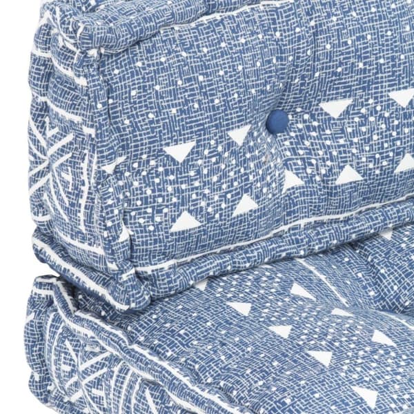 vidaXL Dyna till pallsoffa indigo tyg lappmönster