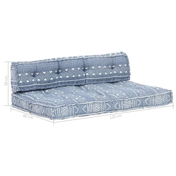 vidaXL Dyna till pallsoffa indigo tyg lappmönster