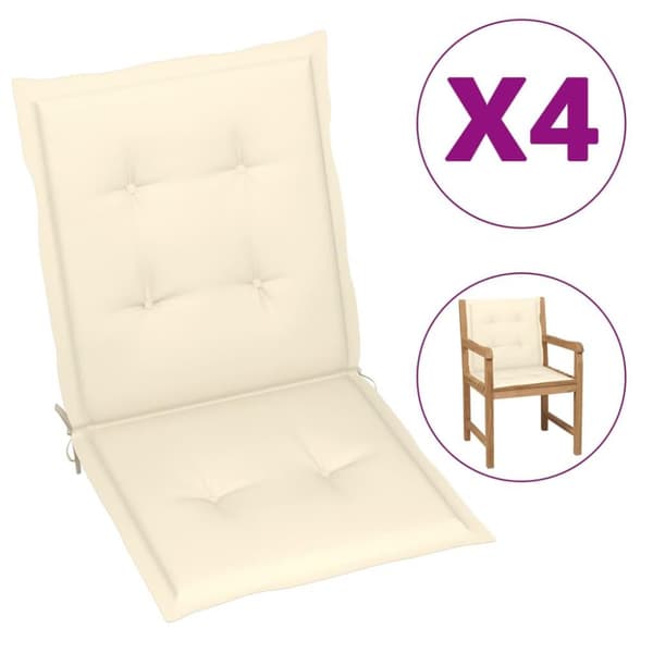 vidaXL Stolsdynor 4 st gräddvit 100x50x3 cm oxfordtyg