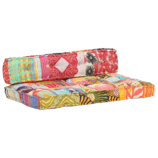 vidaXL hynde til pallesofa stof patchwork flerfarvet