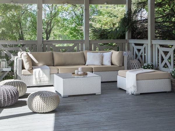 Udendørs Pudebetræk Beige Stof Sofa Sæde Rygside