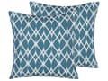 Miniatyrbild 1 av 7: Set av 2 Trädgårdskuddar Blå Polyester Geometriskt Mönster 45 x 45 cm Modern Dekor Tillbehör Vattenbeständig