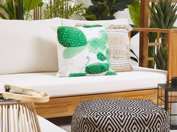 Set med 2 trädgårdskuddar Grön Polyester 45 x 45 cm Kaktusmönster Modern design Vattentålig