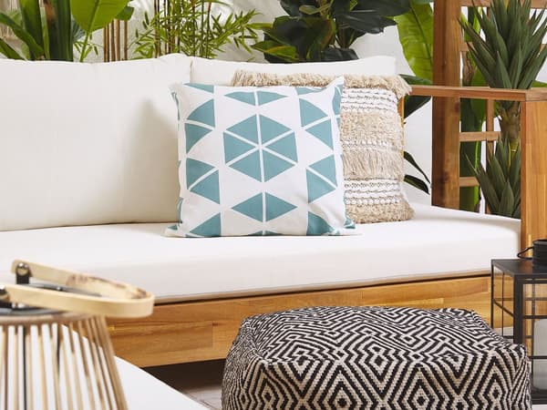 Set med 2 trädgårdskuddar Vit och Blå Polyester Fyrkantig 45 x 45 cm Triangel Geometriskt Mönster