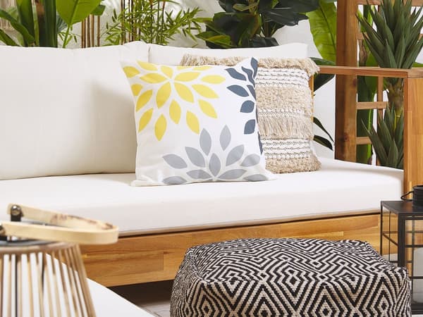 Set med 2 trädgårdskuddar Flerfärgad Polyester 45 x 45 cm Blommönster Fyrkantig Prydnadskuddar Dekoration