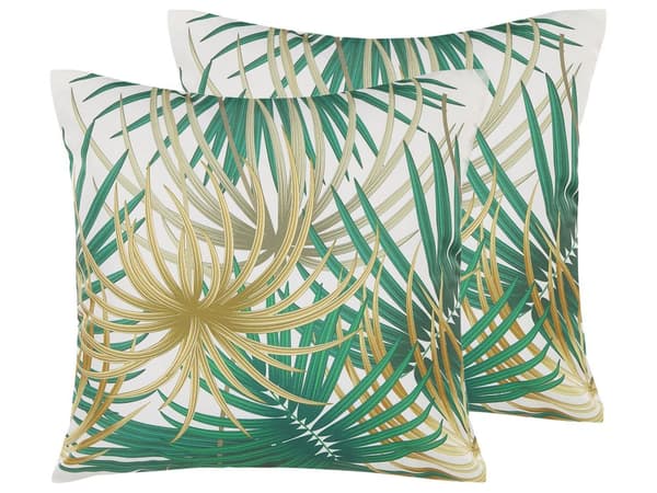 Set med 2 trädågårdskuddar Flerfärgad Polyester 45 x 45 cm Fyrkantig Palmbladsmotiv Modern design