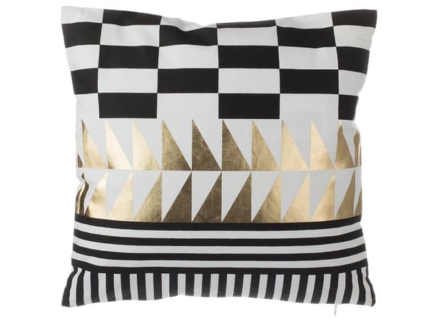 Set med 2 prydnadskuddar Svart Vit Bomull 45 x 45 cm Geometriskt mönster Glamour
