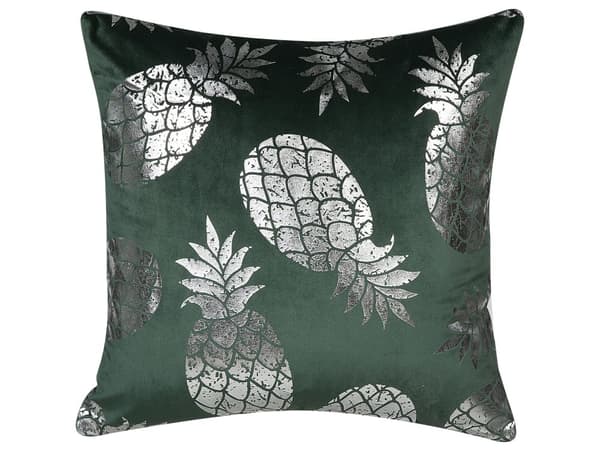 Set med 2 prydnadskuddar Grön 45 x 45 cm Ananasmotiv Folietryck Glamour Dekor Hemtillbehör