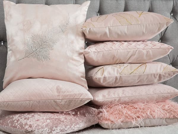 Set med 2 prydnadskuddar Rosa Polyester Fuskpäls 45 x 45 cm Shaggy