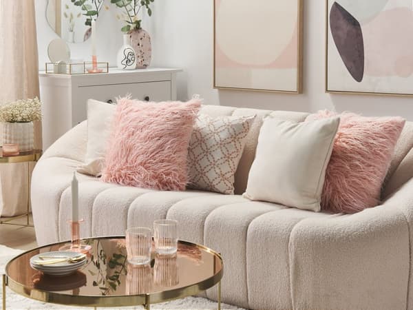 Set med 2 prydnadskuddar Rosa Polyester Fuskpäls 45 x 45 cm Shaggy