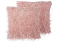 Miniatyrbild 1 av 8: Set med 2 prydnadskuddar Rosa Polyester Fuskpäls 45 x 45 cm Shaggy