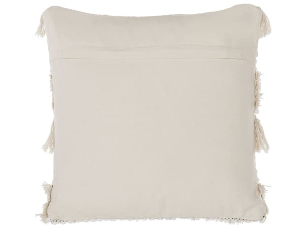 Set med 2 prydnadskuddar Beige 45 x 45 cm med tofsar Randigt mönster Boho Retro Dekor Tillbehör
