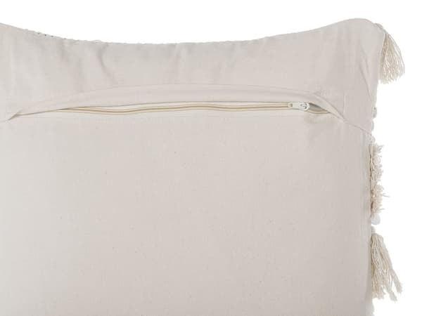 Set med 2 prydnadskuddar Beige 45 x 45 cm med tofsar Randigt mönster Boho Retro Dekor Tillbehör