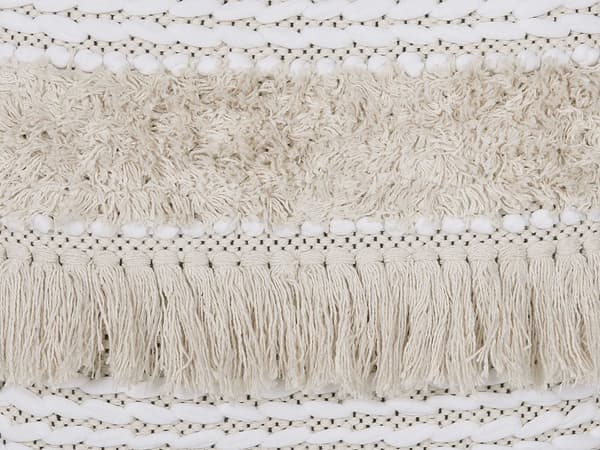 Set med 2 prydnadskuddar Beige 45 x 45 cm med tofsar Randigt mönster Boho Retro Dekor Tillbehör