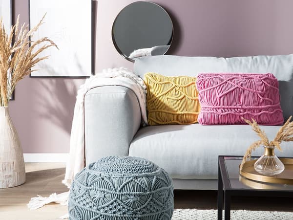 Set med 2 prydnadskuddar Gul Bomull Makamé 30 x 50 cm Boho Retro Dekor Tillbehör
