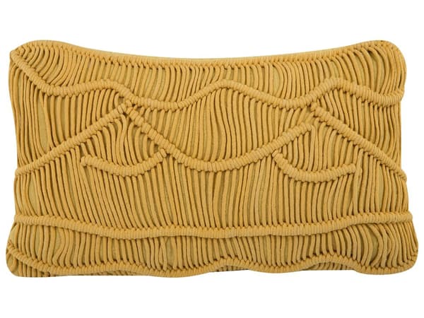 Set med 2 prydnadskuddar Gul Bomull Makamé 30 x 50 cm Boho Retro Dekor Tillbehör